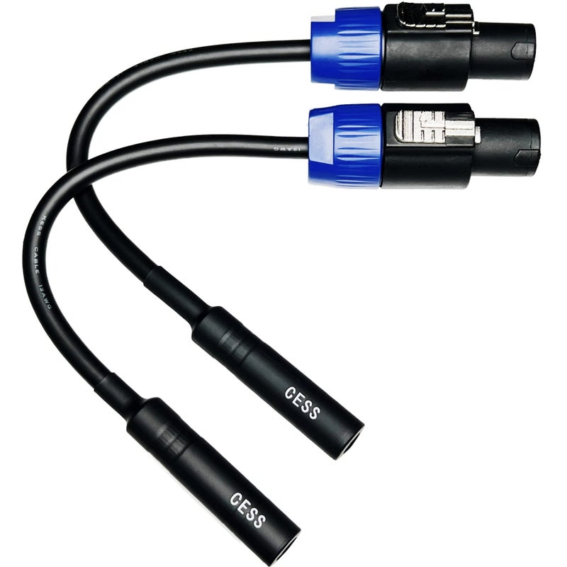 CNCESS CESS-025 1/4 TS Female to Speakon Speaker Cables - Speakon to 6.35 mm Mono Jack Adapter - Speaker Plug Adapter 1/4" to Twist Lock Speak-On - 2 Pack - Image 1